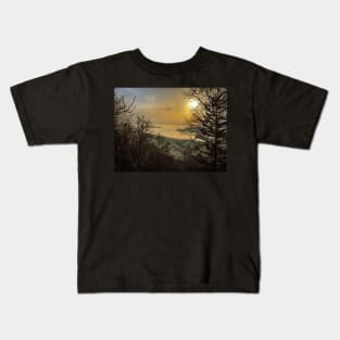 View from the top of a mountain at sunset Kids T-Shirt
